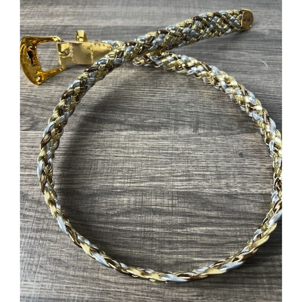 VTG Day-Lor Belt Women's Tri Color Metallic Braided Gold Silver Copper